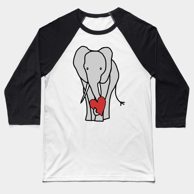 Big Elephant with Love Heart on Valentines Day Graphic Baseball T-Shirt by ellenhenryart